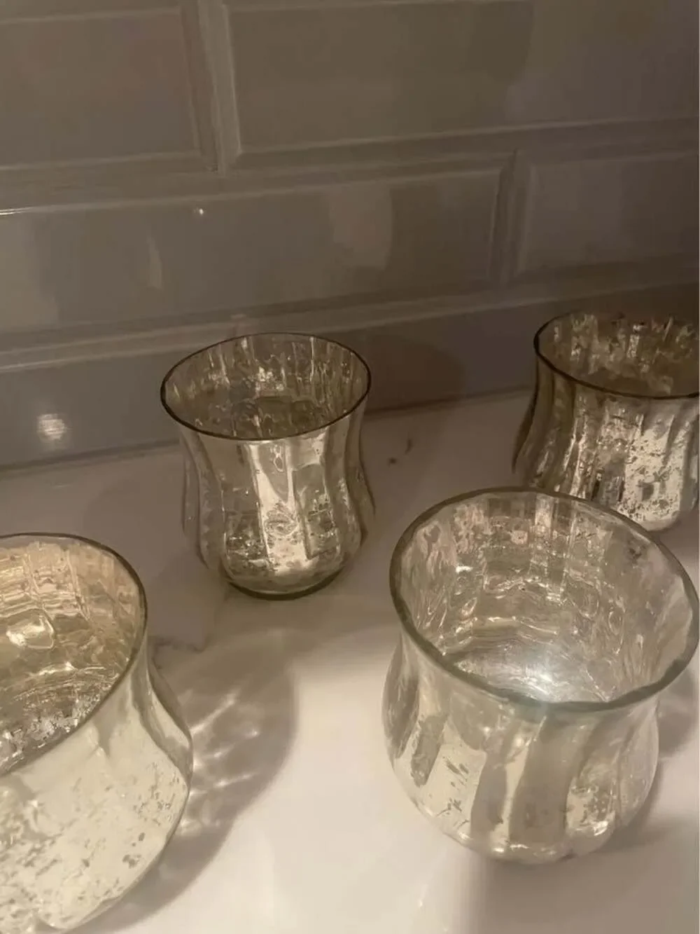 $12 OBO Vintage Mercury Venus Jars Glass Votive candle holders set of 4